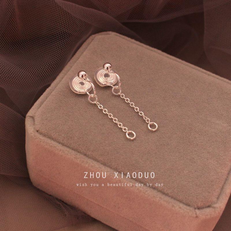 

No Ear Hole Earrings Change Mosquito Coil Ear Clip Converter Handmade DIY Accessories Jewelry Chain Long plus Pendant Women Chain 2cm silver pair + cushion