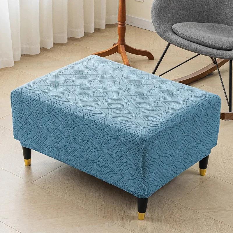 Thickened Velvet Ottoman Stool Covers Washable Square Living Room Sofa Footrest Protector Elastic All-inclusive Furniture Covers