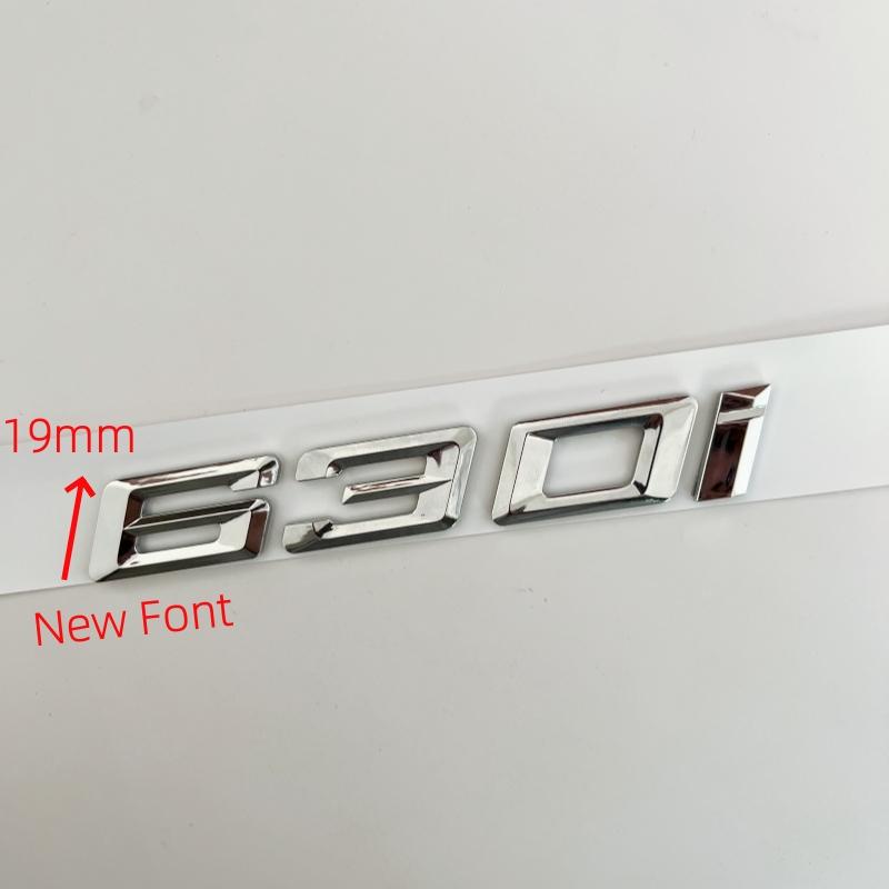 New Font Numbers Letters 630i 635i 640i 645i 650i Top ABS Emblem for BMW 6 Series Car Trunk Nameplate Logo Sticker Black Chrome
