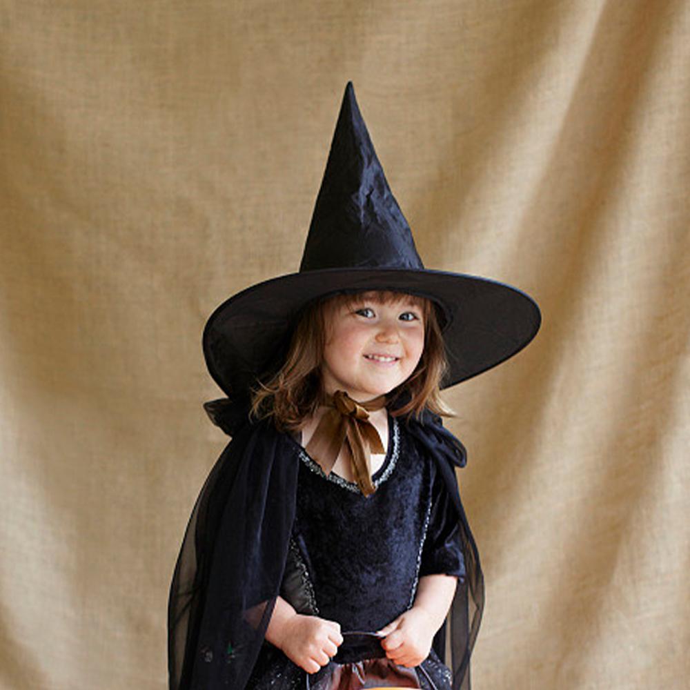 Halloween Magic Wizard Hat Triangle Witch Cap Kids Adults Halloween Party Cosplay Costume Props Black White Yard Hanging Hats