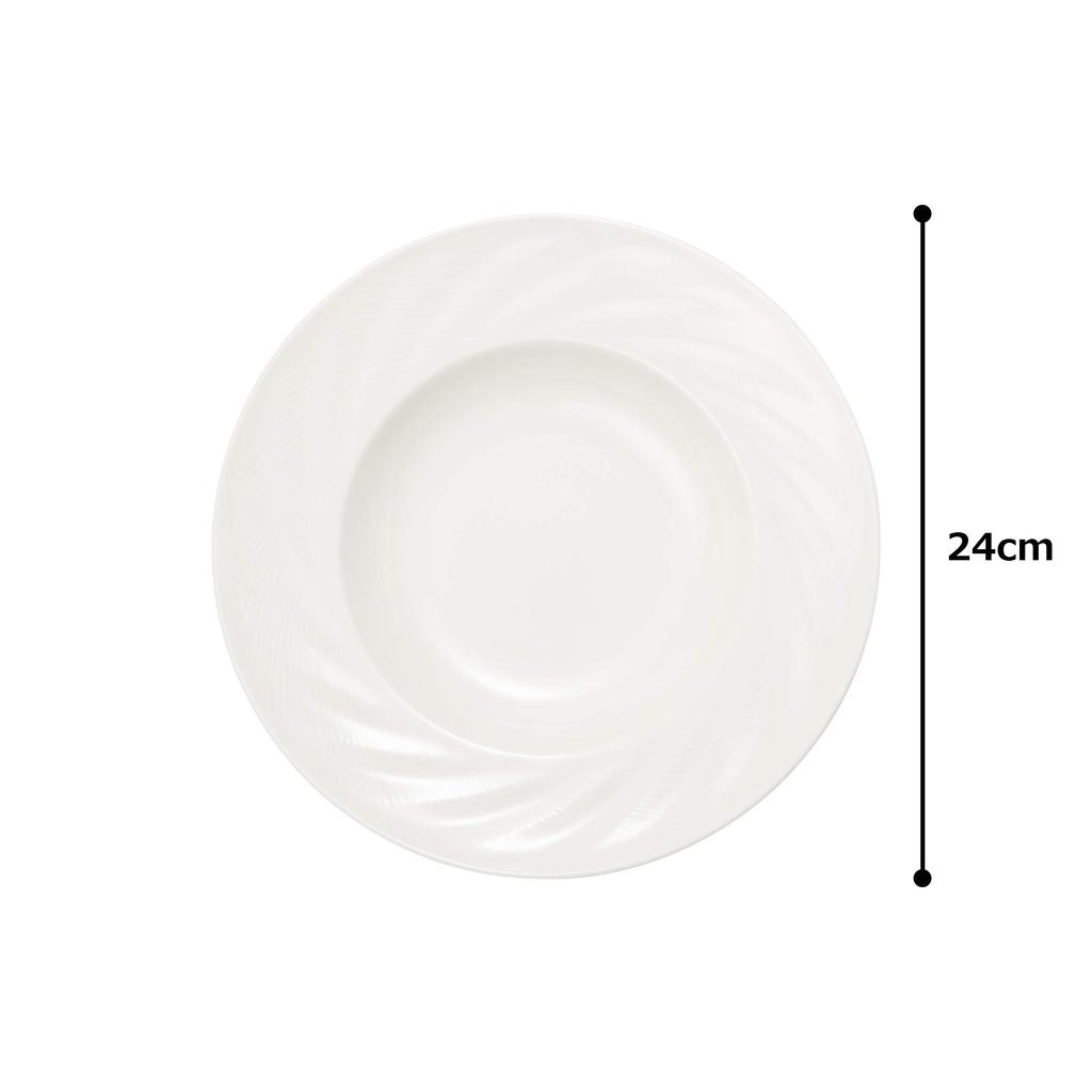 NARUMI Soup Sense Pasta Rim Dishwasher Plate, White, 24cm, Plate, Plate, White, Stylish, Microwaveable, Safe, 51800-5776