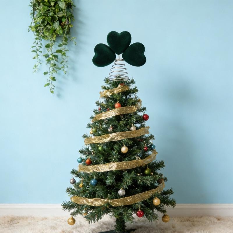 Patricks Day Shamrock Tree Toppers Ornament for Festival Holiday Atmosphere Durable Polyester Materials Tree Accessory
