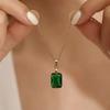 Elegant Pendant Item, Gold Emerald Square Necklace, Suitable for Daily Wear, Jewelry Gifts for Gifting
