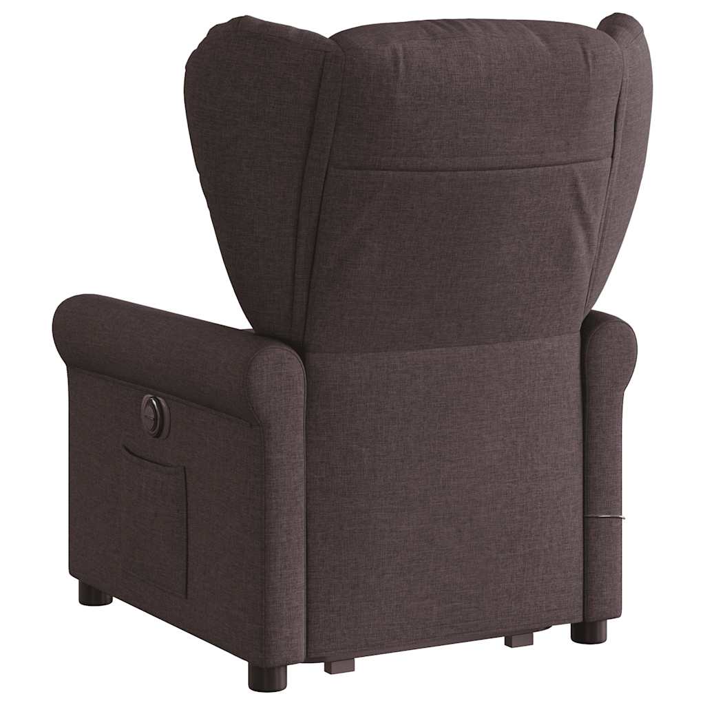 Massage Chair with Rising Function Dark Brown Fabric
