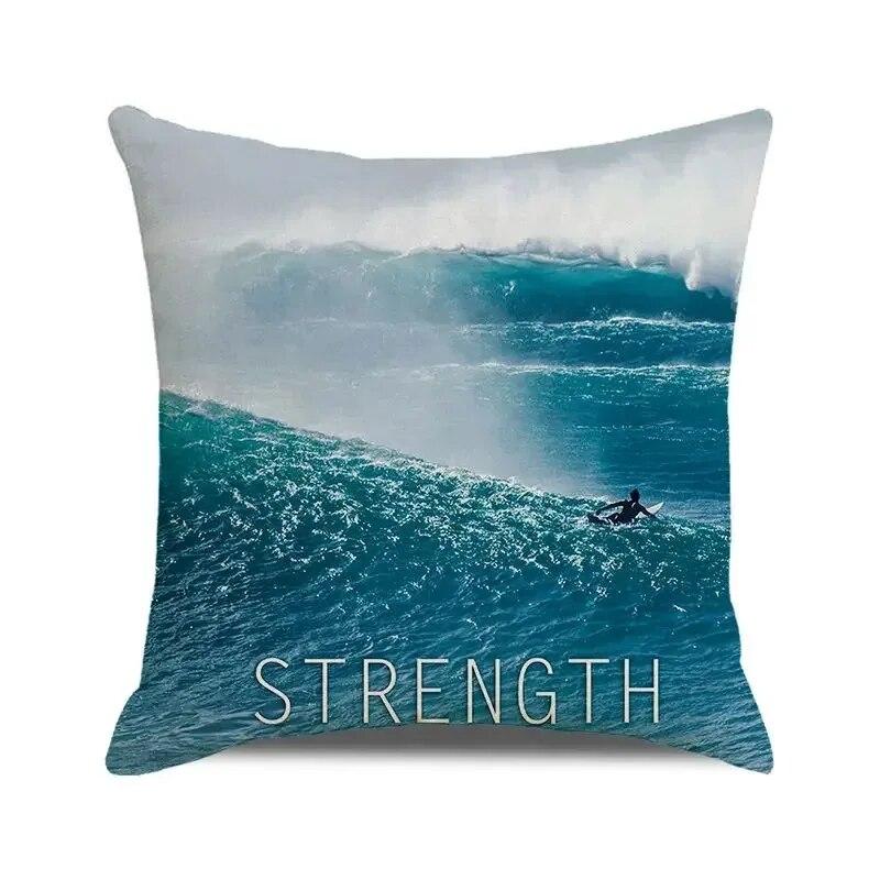 Seascape Theme Decorative Pillow Case Letter Beach Ocean Animals and Plants Home Hotel Living Room Sofa Cushion Cover