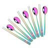 5Set Black Gold Portable Travel Cutlery Set Chopsticks Spoon 304 Stainless Steel Korean Dinnerware Set Luxury Tableware Set