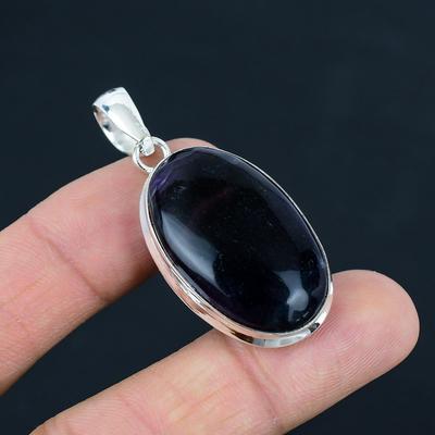 Pingente de pedra preciosa de ametista natural, prata esterlina 925, joias com pingente, joias com pingente de prata feitas à mão para presente, presente de Páscoa