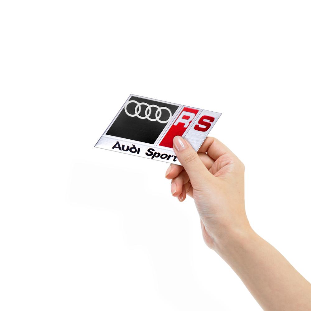 3D Aluminum Car Body Rear Trunk Tail Stickers Decal Center Cover For E2 Sline A1 Q2 B3 A4 8V 8L RS RS3 RS4 S5 RS6 Q1 S2 S3 TT E3