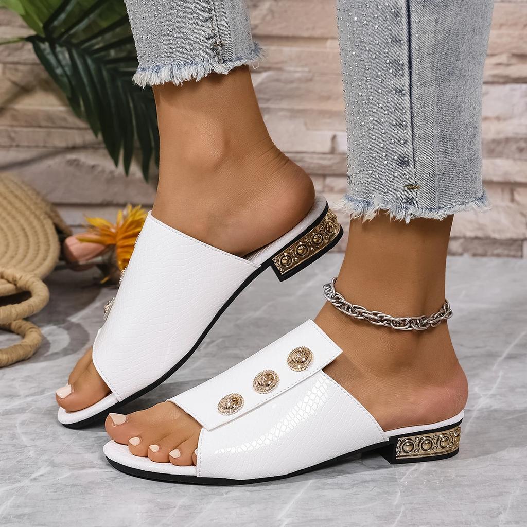 Fashion Women High Heels Slippers Fashion Shoes for Women Square Heels Beach Sandals 2025 New Summer Open Toe Slippers Slides Women