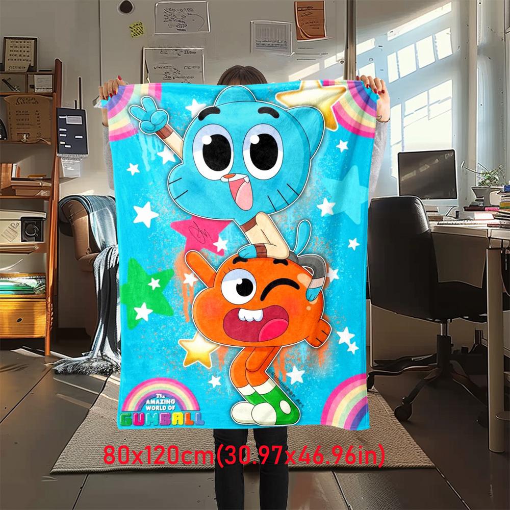 1Pc Gumball Print Flannel Blanket, High quality Digital Printing, Comfortable for All Seasons, Home DecorGifts821019