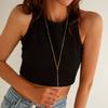 Simple Straight Bar Long Tassel Pendant Chain Necklace 2025 Retro Gold Color Metal Girl Fashion Versatile Pearl Sweater Jewelry