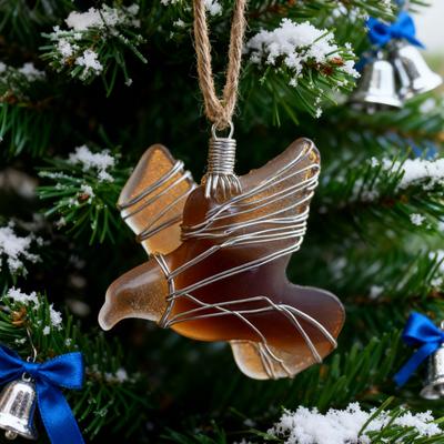 Seeglas Vogel Ornament Handgefertigtes Vogelförmiges Seeglas Kunst Weihnachtsschmuck Ozean Strand Bastelarbeiten für Vogelliebhaber