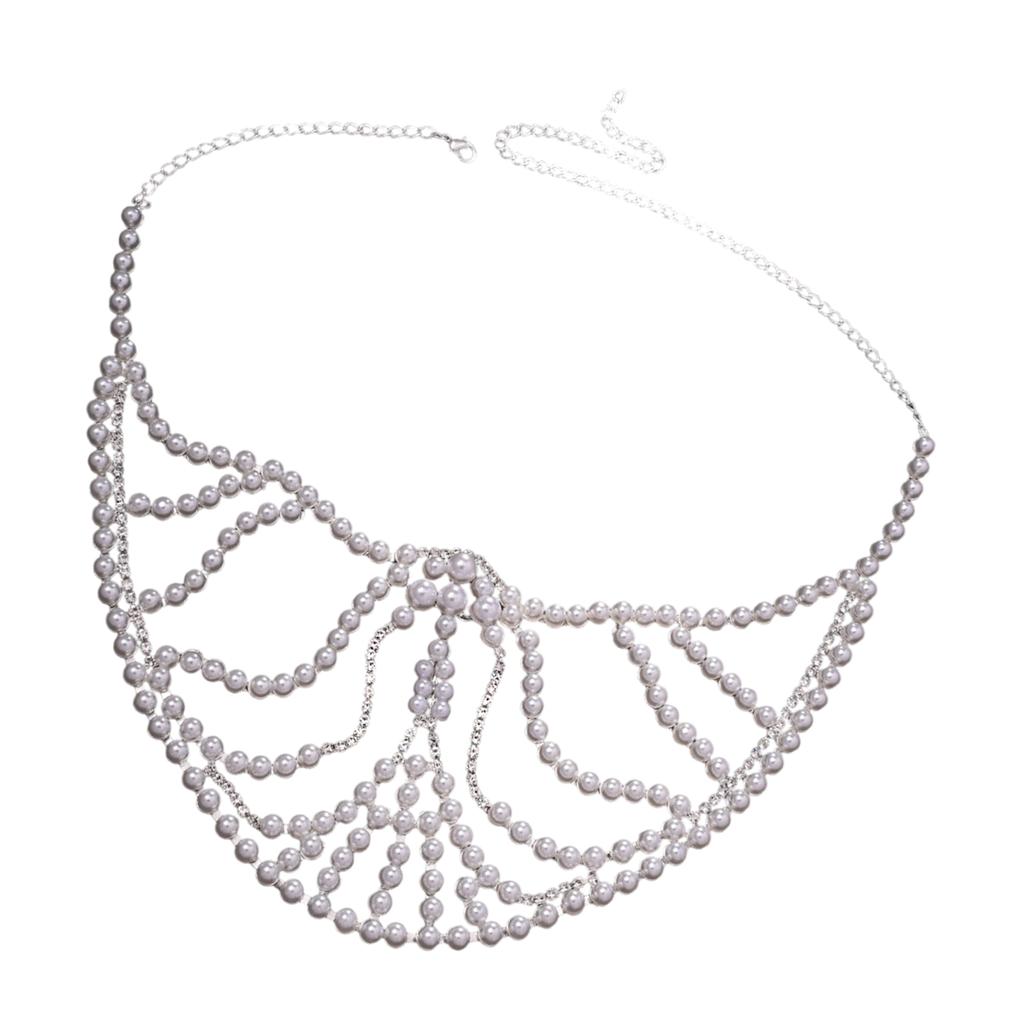 Elegant Half Mask Beads Face Accessory Cosplay Face Chain Imitating Pearls Unisex Fashion Jewelry for Party Wear