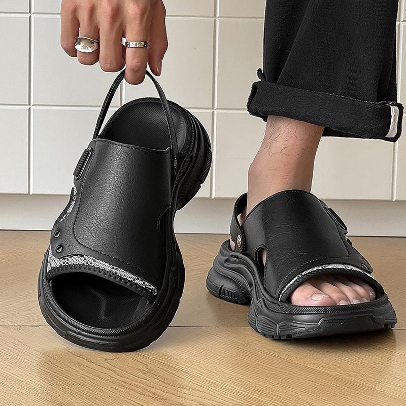 Herrensandalen Sommersandalen tragen rutschfest und desodorierend weiche Sohle neue Strandschuhe 471212 schwarz-J