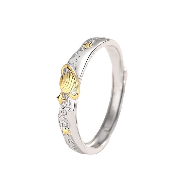 Tichya Star Trail Couple Rings: Pure Silver 999, Open Design for Men and Women, Light Luxury Fashion Planet Pair.
