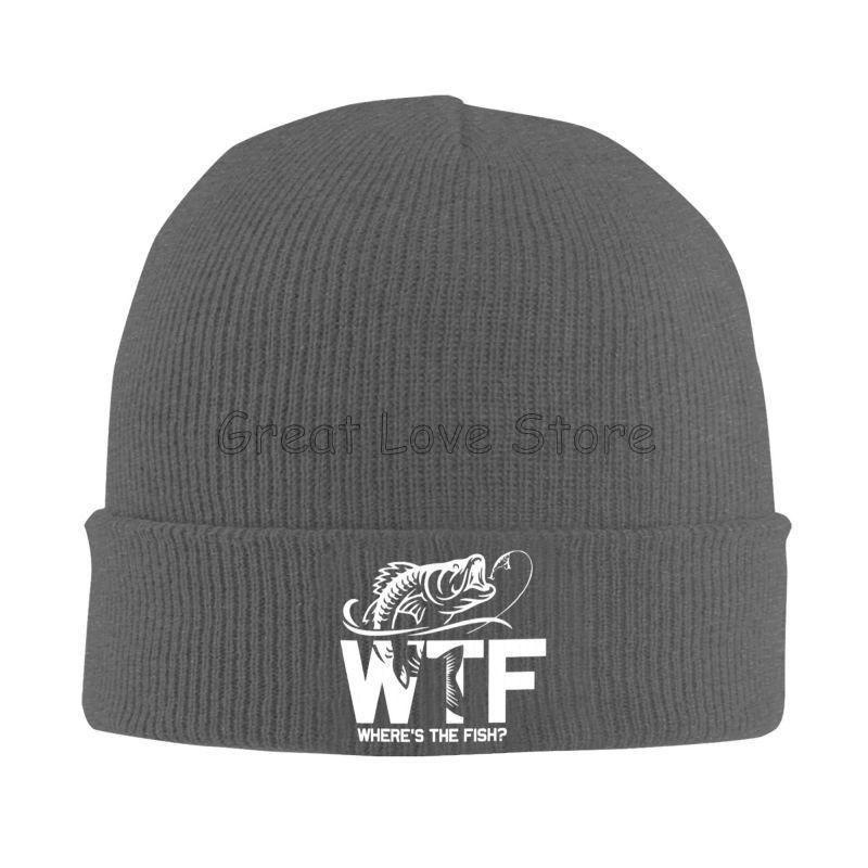 WTF Where's The Fish Print Beanie Hats Skullies Beanies Warm Soft Men Women Elastic Caps Autumn Winter Graphic Bonnet Hats