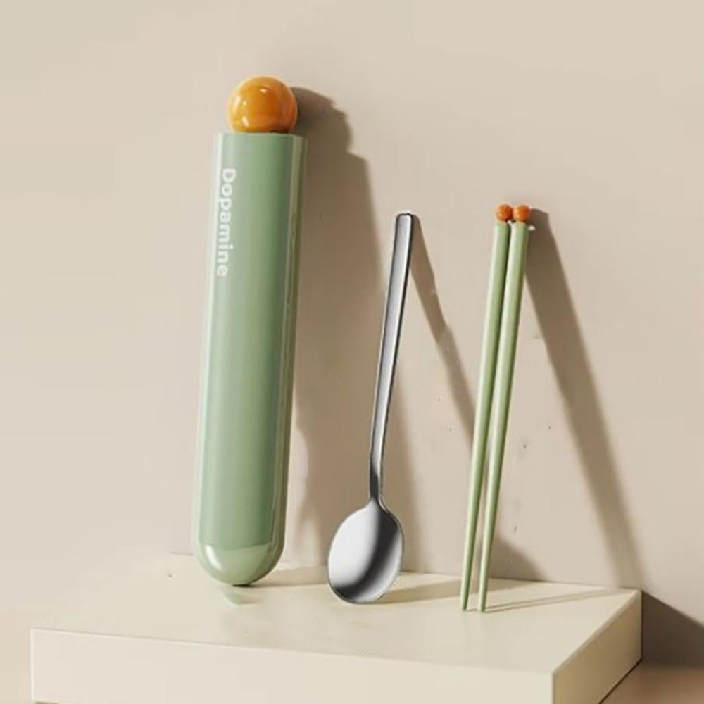 With Storage Box Student Flatware Set Dopamine Style Chopstick Spoon Camping Cutlery Set  School