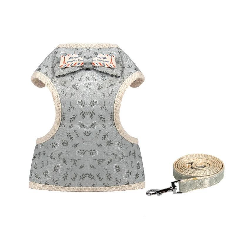 Puppy Cats Rabbits Harness and Leash Set for Small Dogs Mesh Harness Vest Dress Bow Chest Belt Chihuahua Yorkie Pets Accessories