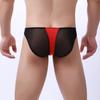 Men Briefs Low Waist Ice Silk Breathable Contrast Color Elastic Anti-septic Patchwork