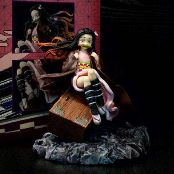 Demon Slayer Kamado Anime Figure Kamado Nezuko PVC Action Figure Toy Kimetsu no Yaiba Statue Adult Collective Model Doll Gift