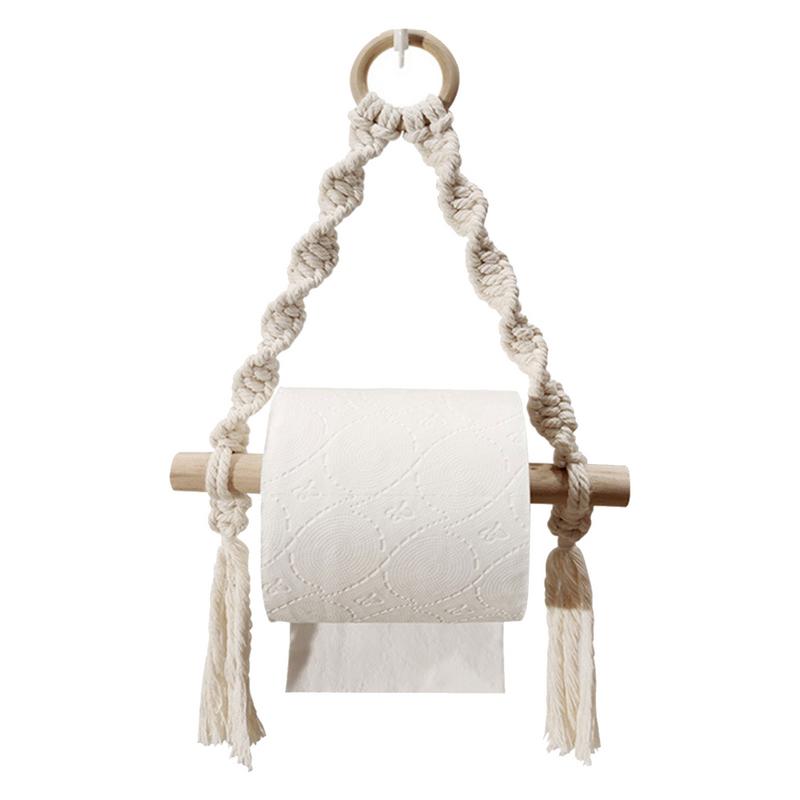 

Hand Woven Wooden Toilet Paper Holder Bohemian Wall Hanging Room Decor Bathroom Towel Dispenser Home Roll Paper Holder China Mainland