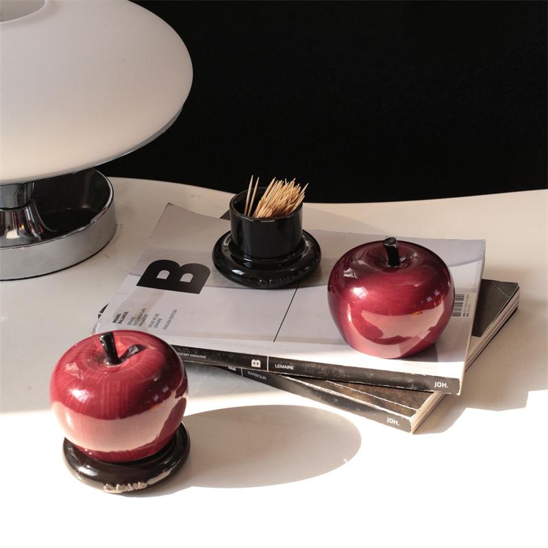 1Pc Original Design Apple Toothpick Jar, Exquisite and High-Looking Apple-Shaped Toothpick Jar, Suitable for Home Decoration, Living Room Coffee Table