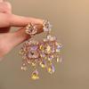 Atmosphere Banquet Retro Baroque Rhinestone Earrings, Luxury Niche Studs for Elegant Evening Wear
