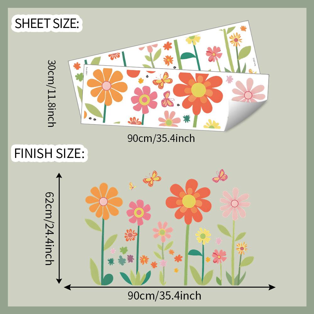 Kreative bemalte Pflanze Blume Schmetterling Schlafzimmer Wohnzimmer Eingang Hintergrundwand Verschönerungsaufkleber