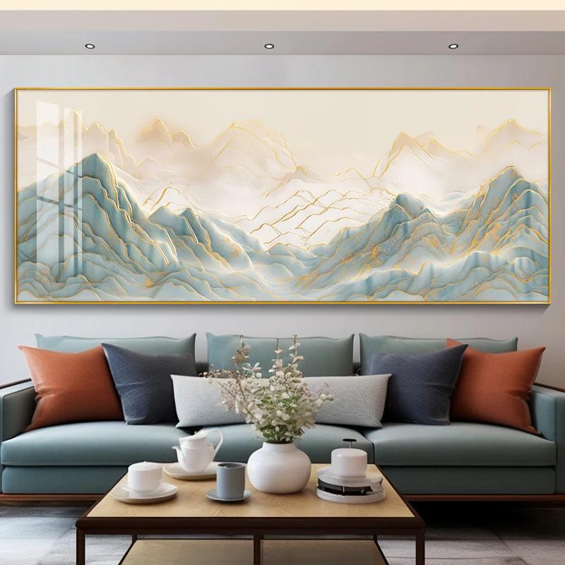 Eastern Aesthetics Landscape Painting Living Room with Hanging Paintings and Backrests Decorative Paintings Posters Home Decor