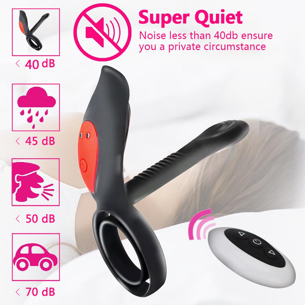 Prostate Vagina Massage Vibrator Dual Cock Ring Vibrating Long Lasting Erection Nipples Clitoris Stimulator 10 Frequency Adult Product