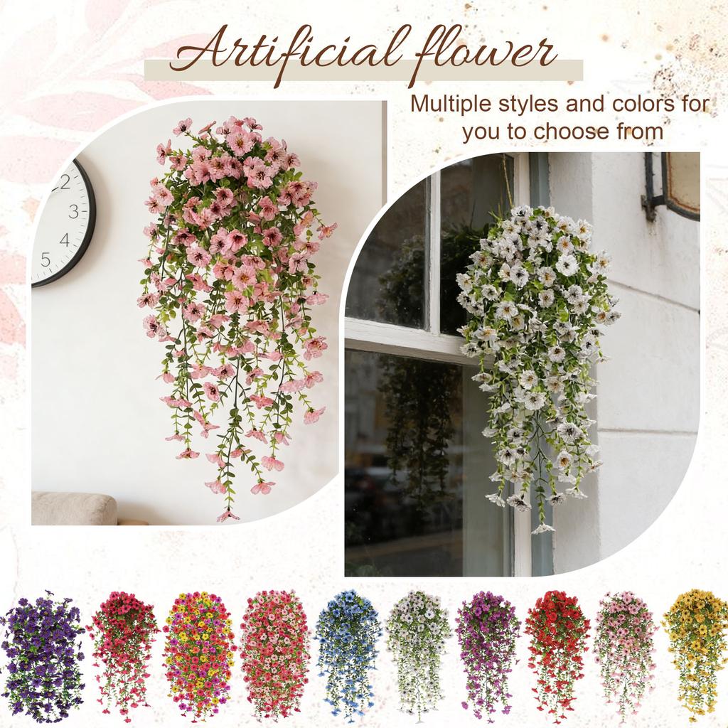 Artificial Hanging Flower Realistic Silk Garland with Cascading Leaves for Indoor Outdoor Decoration