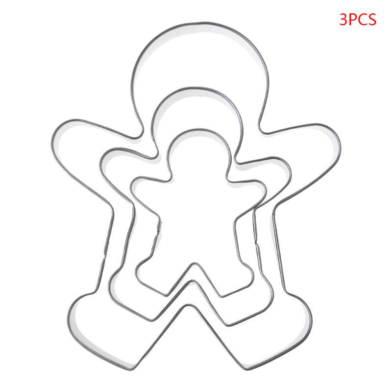 3pcs Gingerbread Man Boy Girl Fondant Pastry Baking Biscuit Cookie Cutter Set Stainless Steel CDN
