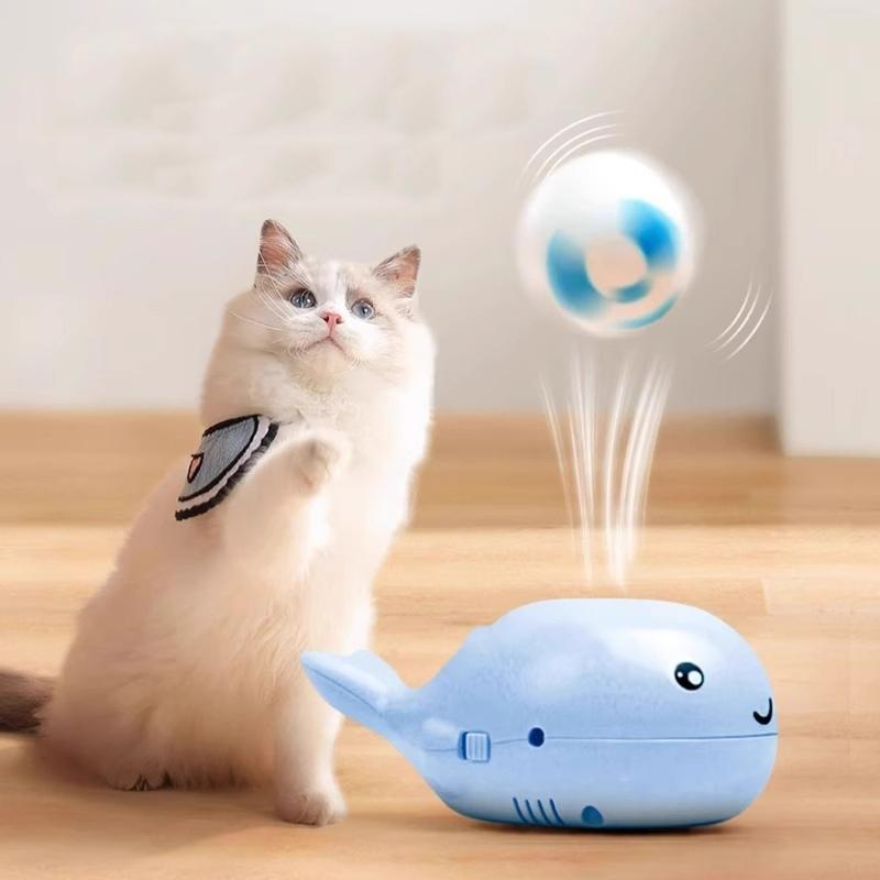 Electric Floating Ball Cats Toy In Whale Shape with USB Power and Fan, Soccer Ball