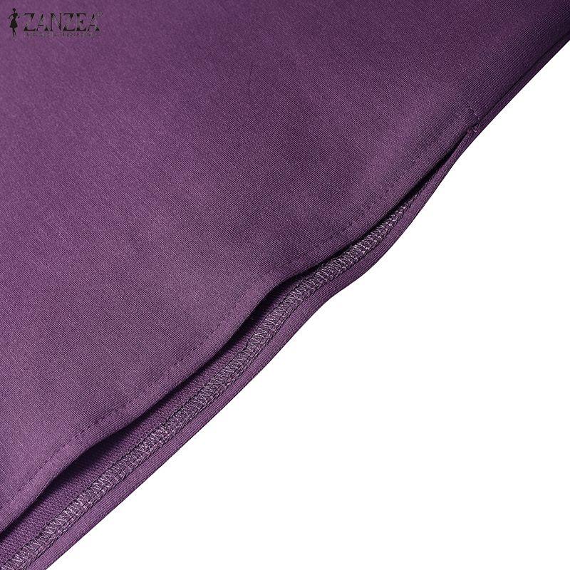 ZANZEA Women Casual V-Neck Loose Half Sleeve Long Dress