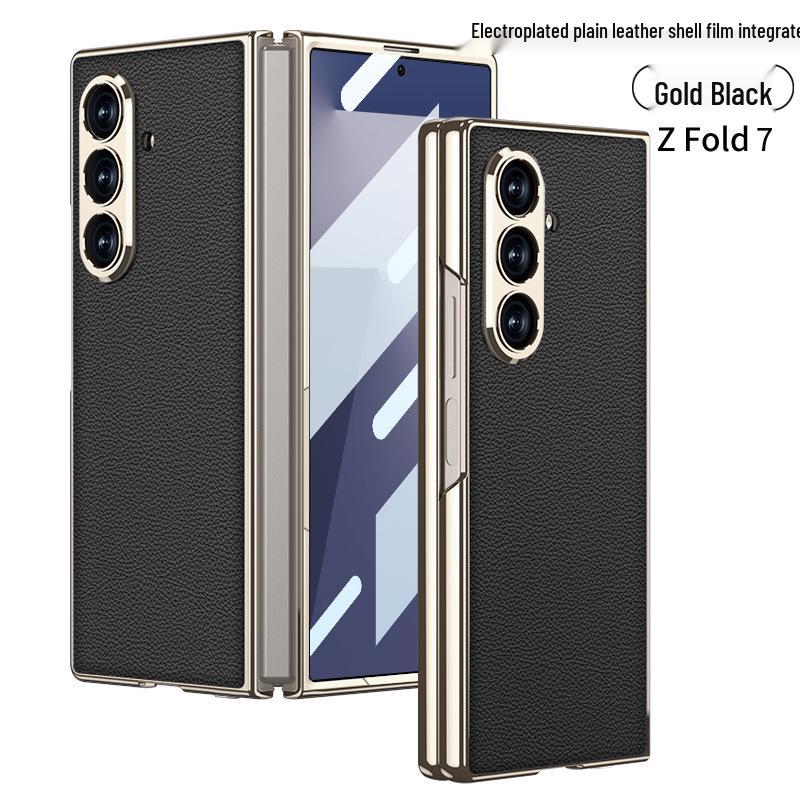 Solid Color Electroplated Leather Case for Samsung Z Fold7