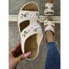 Womens One Band Slippers Summer Roman Style Wedge Platform Sandals Embroidered Floral Sandals