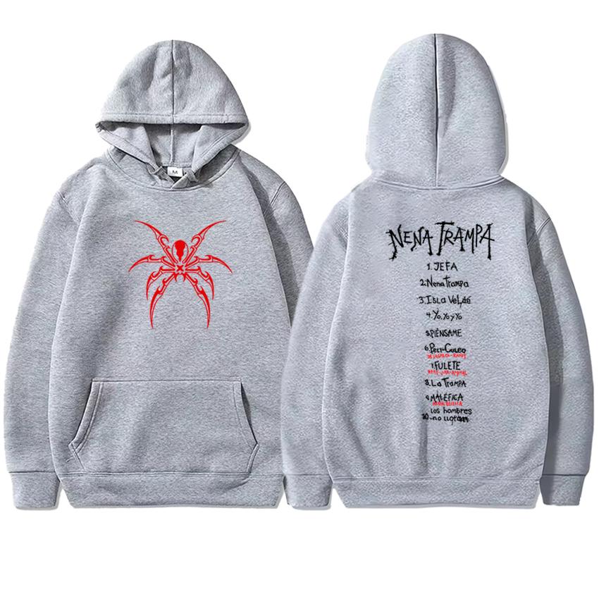 2025 Neu in Cazzu Nena Trampa Doppelseitiger Druck Hoodies Männer Frauen Harajuku Mode Sweatshirt Unisex Fleece Lässige Pullover