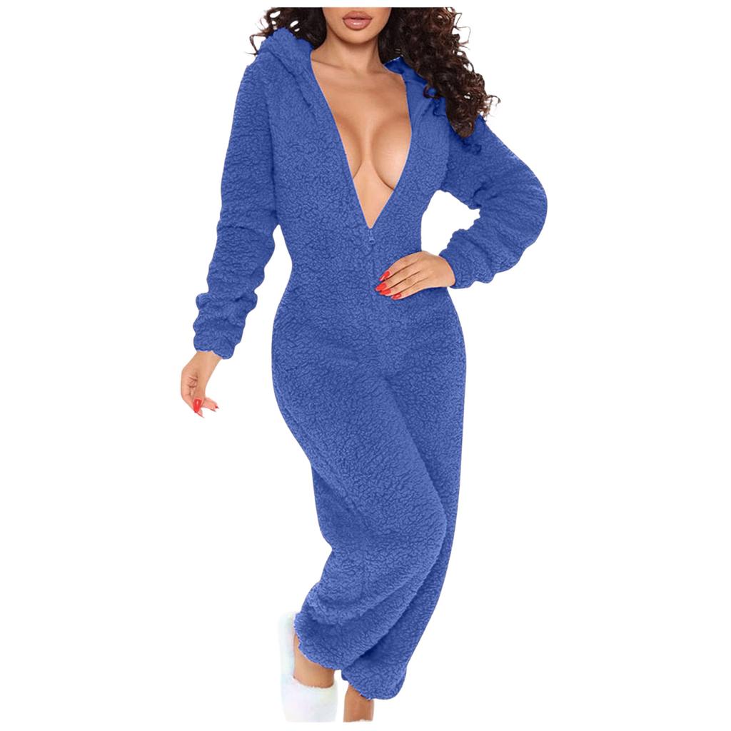 Women's Hooded Long Sleeve Pajama with Button Closure