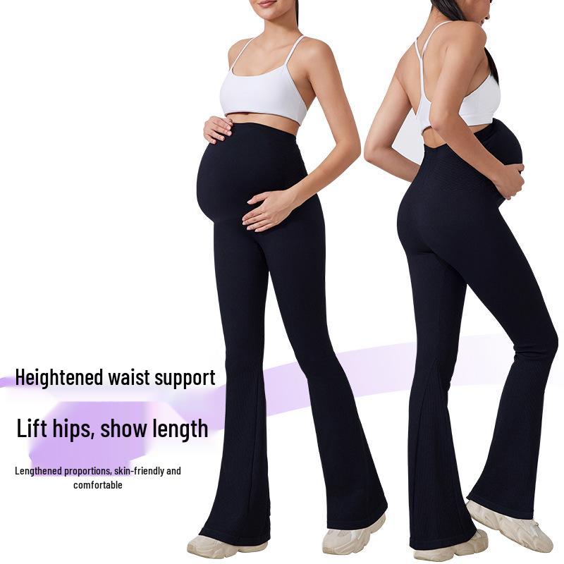 Maternity High Waist Flared Yoga Pants with Belly Support