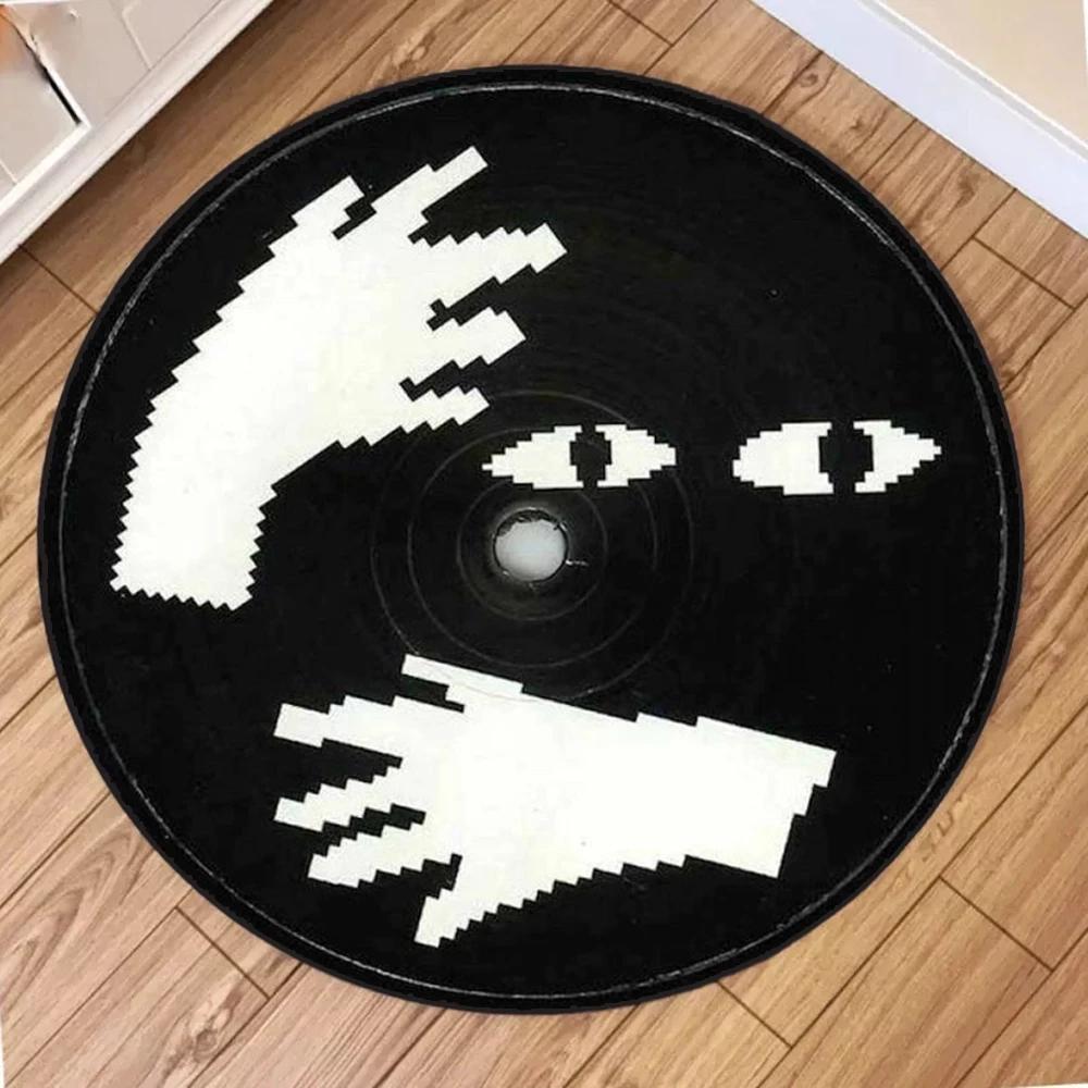 

Abstract Circular Carpet CD Cartoon Floor Mat Living Room Sofa Room Simple Bed Rug Bedroom Carpets Design Home Decoration Rugs Diameter 60cm