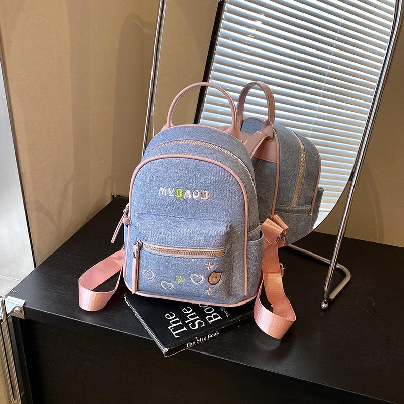 

Модный нишевый дизайн джинсовый рюкзак женский новая повседневная сумка дорожный маленький рюкзак розовый