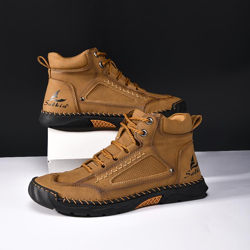 Handgemachte Spaltlederstiefel Herrenschuhe Bequeme Stiefeletten für Männer Freizeitschuhe Große Werkzeugschuhe