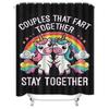 Adorable Unicorn Shower Curtain Set Funny Bathroom Decor For Couples Who Love Farting Together Stay Together Easy Installation H