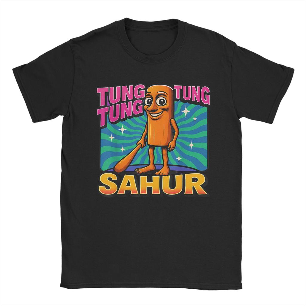 Women Men Humor Tung Tung Tung Sahur Funny Meme Italian TShirts for Men  Awesome 100 Cotton Tee Shirt Short Sleeve T Shirt