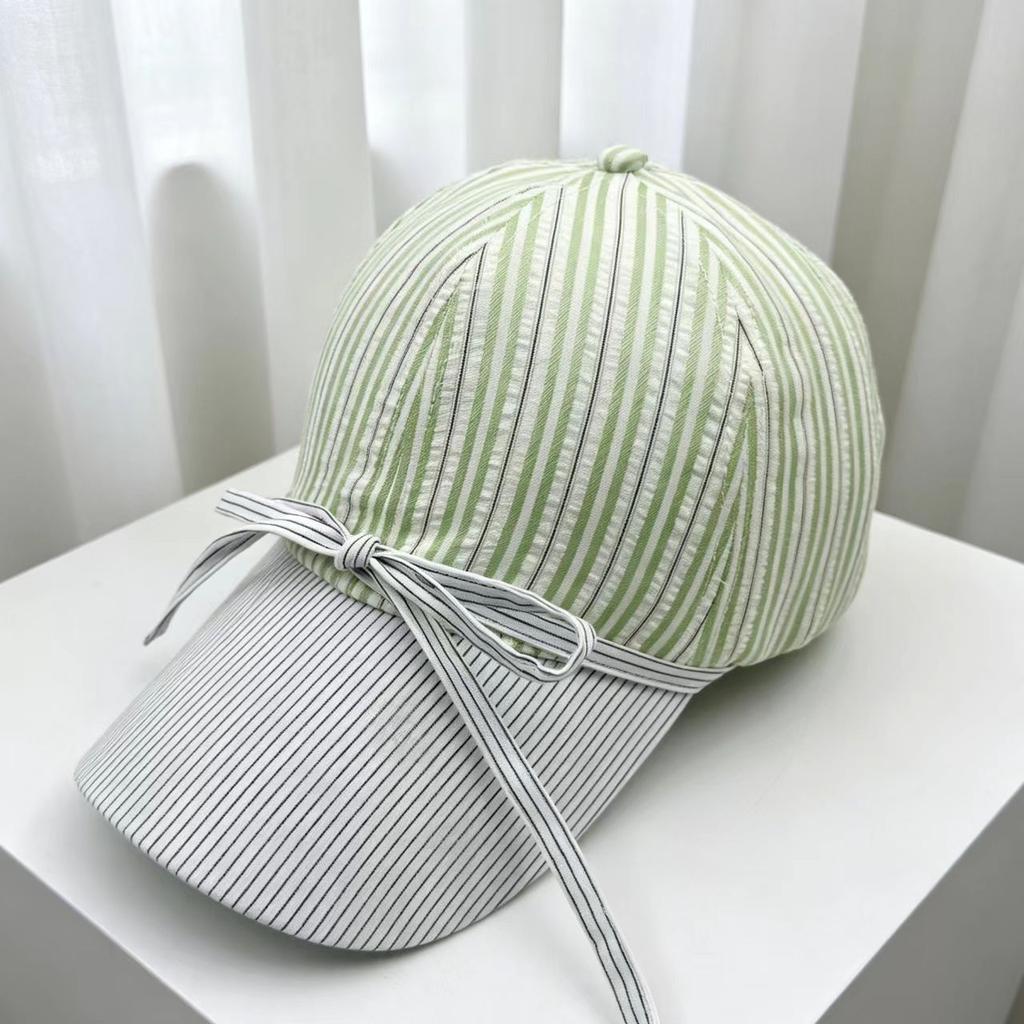 New Light and Breathable Versatile Sunshade Baseball Cap Women's Spring and Summer Small Fresh Striped Bow Baseball Cap