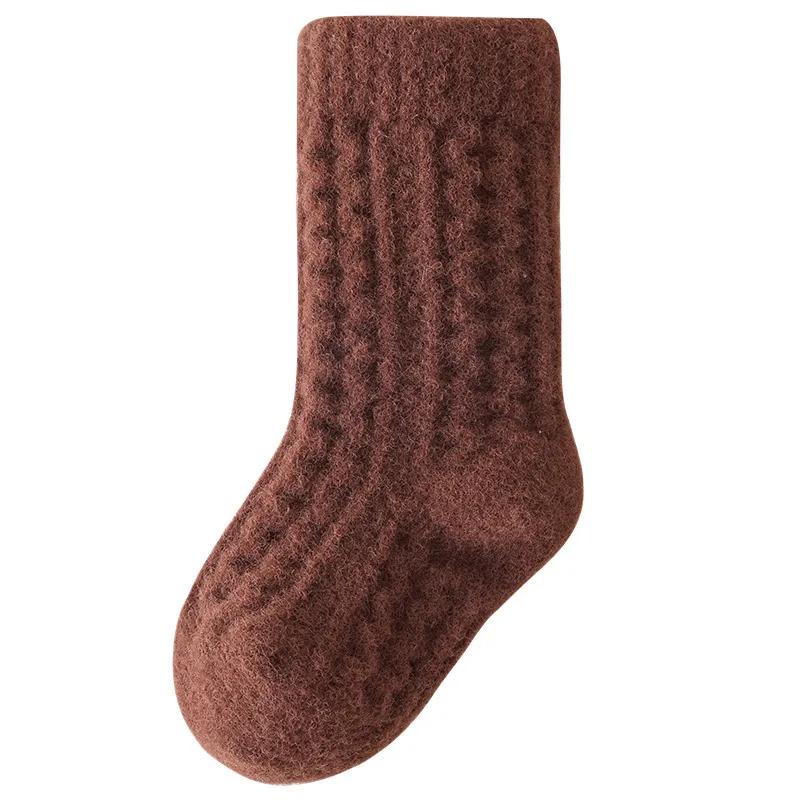 Winter Thickened Newborn Baby Warm Socks Baby Foot Warmer Infant Kids Solid Color Floor Socks Children's Sleeping Sock
