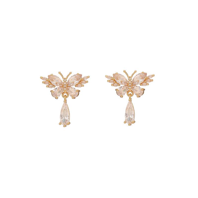 Chic Zircon Butterfly Stud Earrings - 2024 Trendy Luxury Accessory for Women