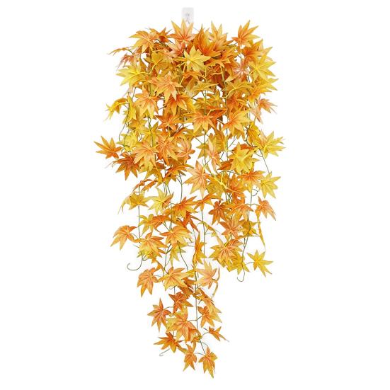 Faux Maple Leaves for Autumn Decor 5?Fork Artificial Leaf Hanging Vine, Fake Foliage Wall Autumnal Festivals Plant, Simulated Greenery Vine