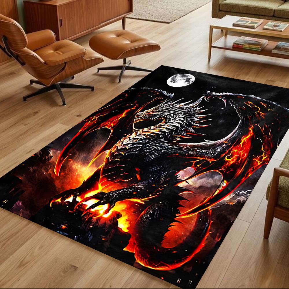 Mystic Dragon In Storm Non-Slip Home Carpet Design for Office Decor Living Room Bedroom Gift