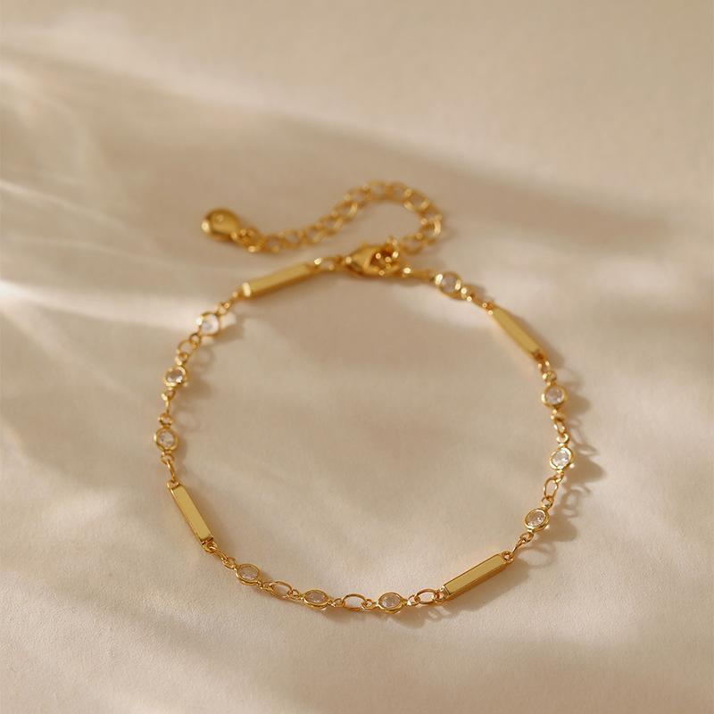 K Gold Plated Simple Stackable Versatile Geometric Women Anklet
